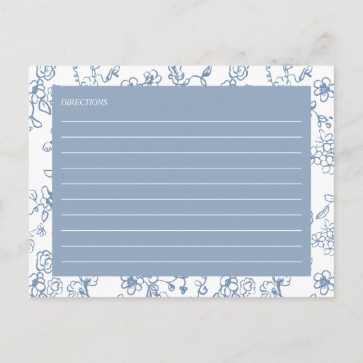 Irgendetwas Blue Floral Brautparty Rezept Card Postkarte (Rückseite)