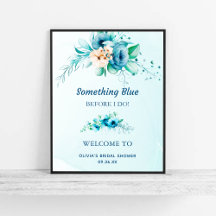 Irgendetwas Blue Floral Brautparty Welcome Sign