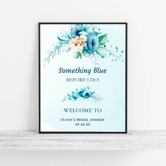 Irgendetwas Blue Floral Brautparty Welcome Sign Poster
