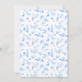 Irgendetwas Blue Floral Script Brautparty Einladung (Rückseite)