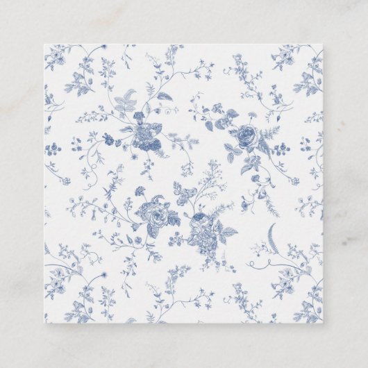 Irgendetwas Blue Floral Square Umschließungskarte Begleitkarte (Rückseite)