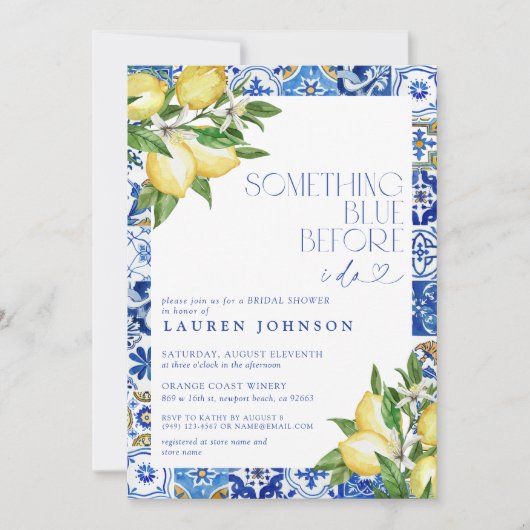 Irgendetwas Blue Lemon marokkanisches QR-Brautpart Einladung (Vorderseite)