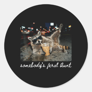Irgendjemandes Wilde Tante Waschbär Kaffee Sarkast Runder Aufkleber