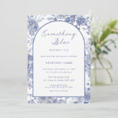 Irgendwas Blue Toile French Blue Brautparty Einladung (Stehend Vorderseite)
