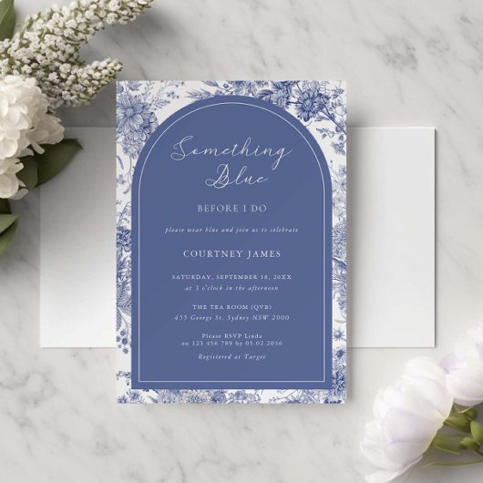 Irgendwas Blue Toile French Blue Brautparty Einladung
