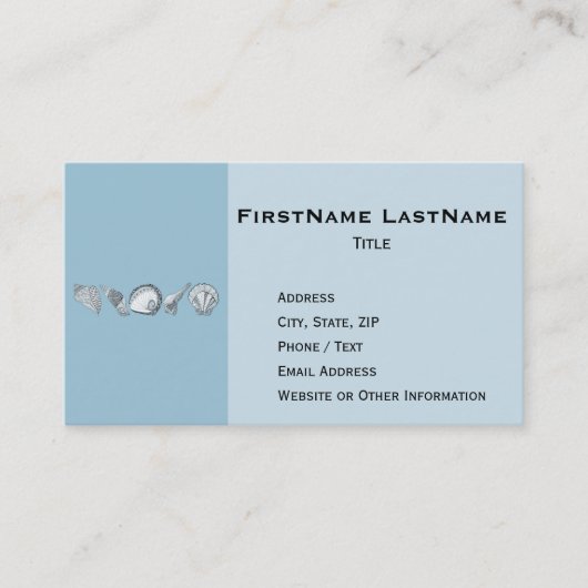 Irgendwelche Farbhand gezeichneten Seashells Visitenkarte (Vorderseite)