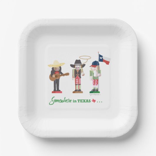 "Irgendwo in Texas", Texas Nussknacker Geschenk Ta Pappteller (Vorderseite)