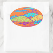 Irgendwo / Irgendwann doodle auf Orange Ovaler Aufkleber (Tasche)