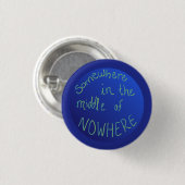 "Irgendwo mitten im Nirgendwo" Globus Button (Vorne & Hinten)