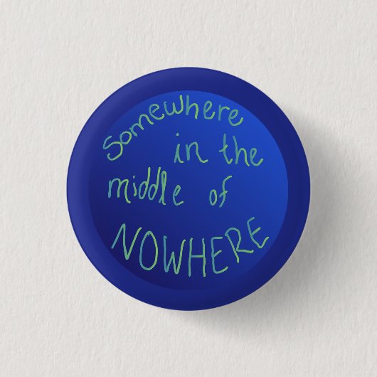 "Irgendwo mitten im Nirgendwo" Globus Button (Vorderseite)