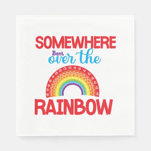 Irgendwo über dem Regenbogenaufkleber gebrannt Serviette (Vorderseite)