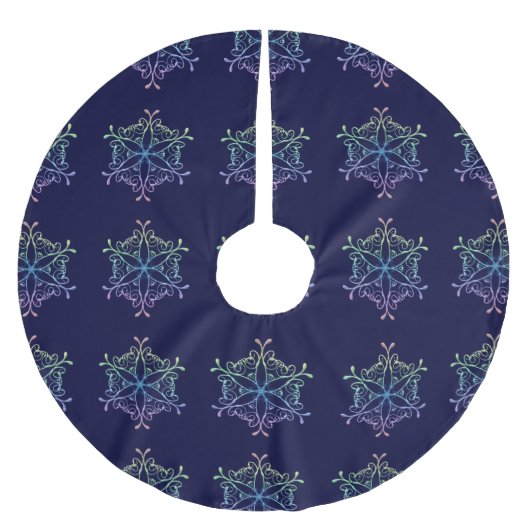 Iridescence Snowflakes Weihnachtsbaumrock Polyester Weihnachtsbaumdecke (Vorderseite)
