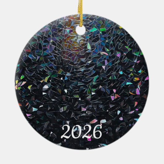 Iridescent Abstract Stained Glass Pattern Keramik Ornament (Hinten)