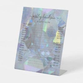 Iridescent Angel Aura Quarz Crystal Pedestal Sign Sockelschild