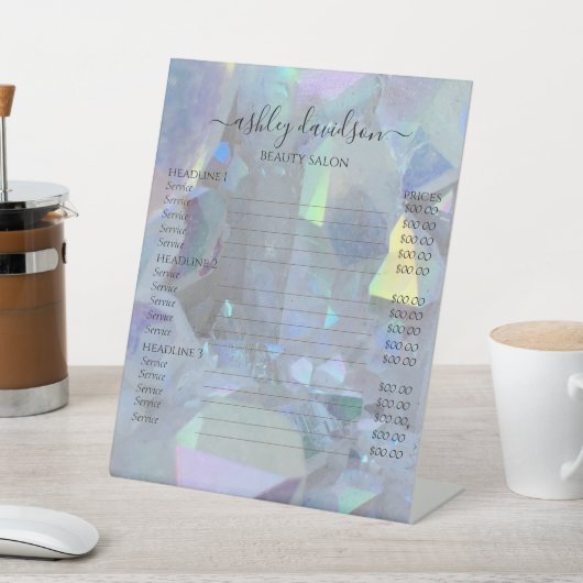 Iridescent Angel Aura Quarz Crystal Pedestal Sign Sockelschild (In SItu)