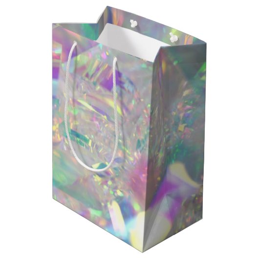 Iridescent Angel Tinsel Business Mittlere Geschenktüte (Rückseite Schrägansicht)