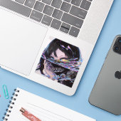 Iridescent Anime Horror: Liquid Smile Monster Aufkleber (Laptop mit iPhone)