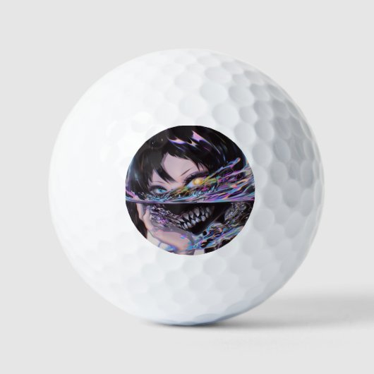 Iridescent Anime Horror: Liquid Smile Monster Golfball (Vorderseite)