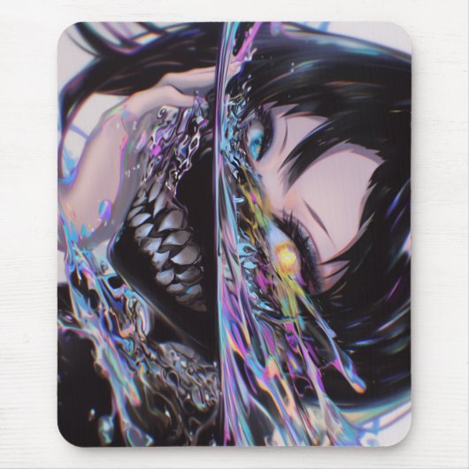 Iridescent Anime Horror: Liquid Smile Monster Mousepad (Vorne)