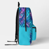 Iridescent Aqua Mermaid Monogram Bedruckter Rucksack (Links)