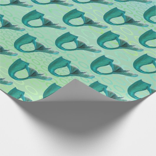 Iridescent Aquamarin Mermaid Schwanzes Muster Geschenkpapier (Ecke)