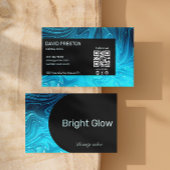 Iridescent Blue Aquamarin Aqua Esthetician Qr Code Visitenkarte
