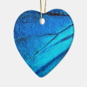 Iridescent Blue Butterfly Wing Keramik Ornament (Links)