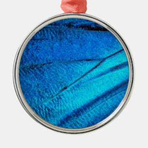 Iridescent Blue Butterfly Wing Silbernes Ornament