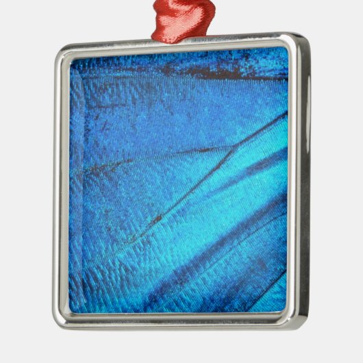 Iridescent Blue Butterfly Wing Silbernes Ornament (Links)
