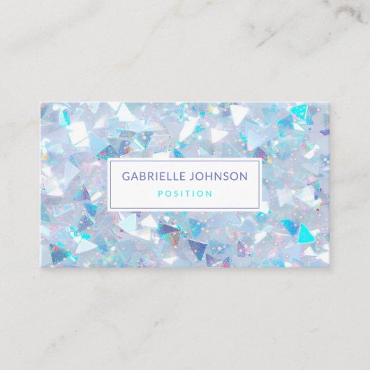 Iridescent Blue Confetti Glitzer Modern Visitenkarte (Vorderseite)
