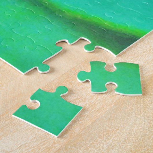 Iridescent Blue Dragonfly auf rosa Wasserlilie Puzzle (Seite)