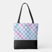 Iridescent Blue Gingham Pattern mit Monogramm Tasche (Rückseite)