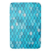 Iridescent Blue Glitzer Shiny Mermaid Fischskala Badematte (Vorderseite Vertikal)