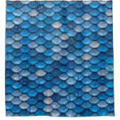 Iridescent Blue Glitzer Shiny Mermaid Fischskala Duschvorhang (Vorderseite)
