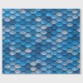 Iridescent Blue Glitzer Shiny Mermaid Fischskala Geschenkpapier (Flach)