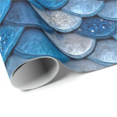 Iridescent Blue Glitzer Shiny Mermaid Fischskala Geschenkpapier (Rolleneckpunkt)