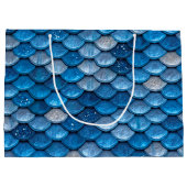 Iridescent Blue Glitzer Shiny Mermaid Fischskala Große Geschenktüte (Rückseite)