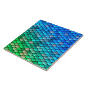 Iridescent Blue Green Glitzer Meerjungfrau Fischsk Fliese (Seite)