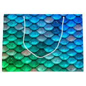 Iridescent Blue Green Glitzer Meerjungfrau Fischsk Große Geschenktüte (Vorderseite)