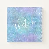 Iridescent Blue Lila Glitzer Name Sketchbook Notizblock (Rückseite)