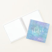 Iridescent Blue Lila Glitzer Name Sketchbook Notizblock (Innenseite)