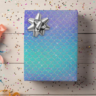 Iridescent Blue Lila Mermaid Scales Geschenkpapier