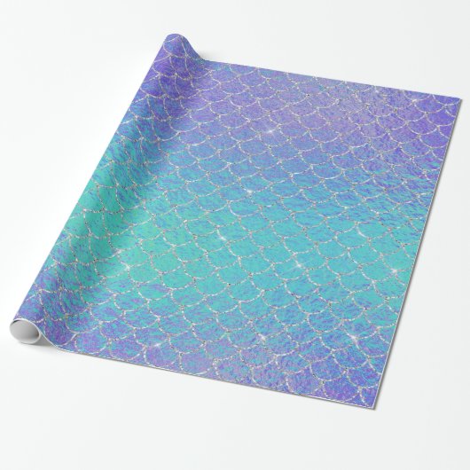 Iridescent Blue Lila Mermaid Scales Geschenkpapier (Ungerollt)