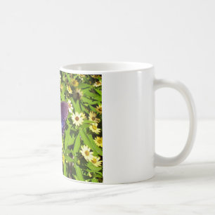 Iridescent Blue Lila mit Black Butterfly Wings Kaffeetasse