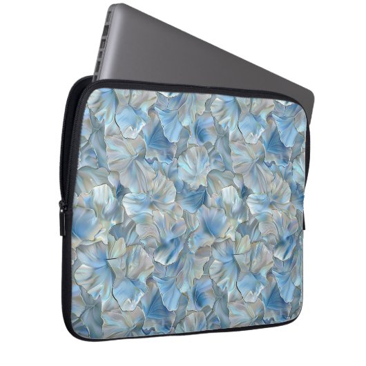 Iridescent Blue Pearl Petal Pattern Laptop Sleeve (Vorne Rechts)