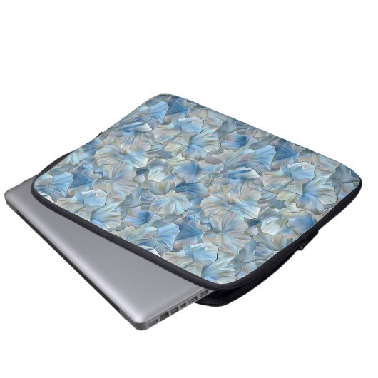 Iridescent Blue Pearl Petal Pattern Laptop Sleeve (Vorne Knopf)