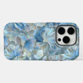 Iridescent Blue Petal Floral Print iPhone Case (Rückseite (Horizontal))