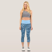 Iridescent Blue Star Glitzer Capri Leggings (Vorderseite)