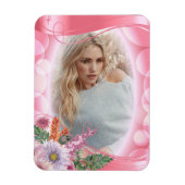 Iridescent Bokeh PInk & Hübsche Blume - DIY-Foto Magnet (Vertikal)