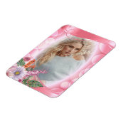 Iridescent Bokeh PInk & Hübsche Blume - DIY-Foto Magnet (Linke Seite)